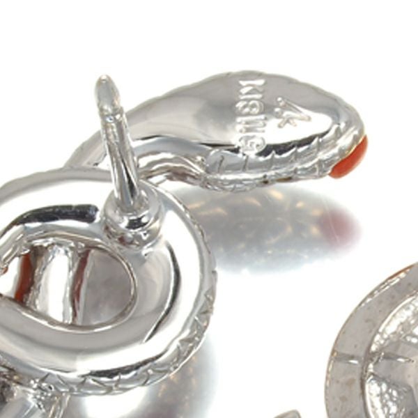 金澤陏乃 ブローチ 珊瑚 ダイヤ   AKコレクション スネーク アニマル ピン K18WG 