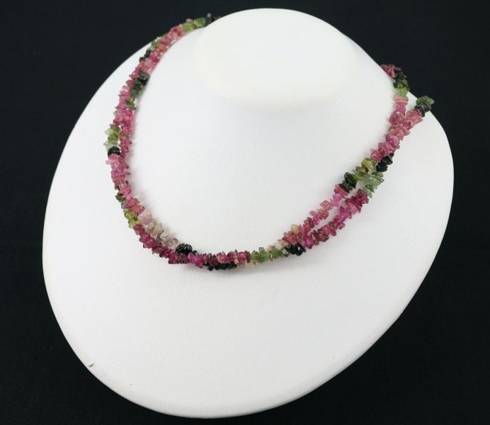 トルマリン マルチカラー 2連 ネックレス K18YG 