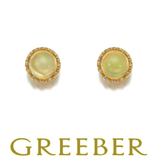 オパール 一粒 ピアス K18YG 