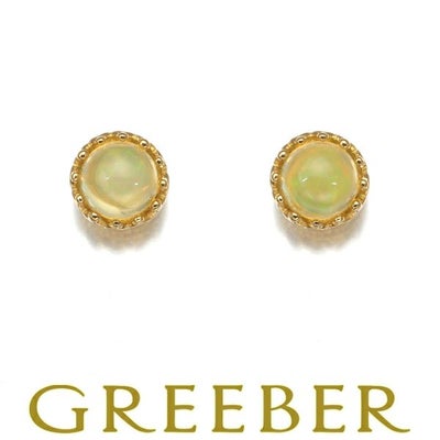 オパール 一粒 ピアス K18YG 