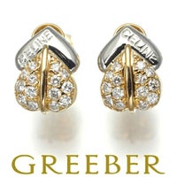セリーヌ イヤリング ダイヤ 0.16ct/0.16ct ハート K18YG/Pt900 