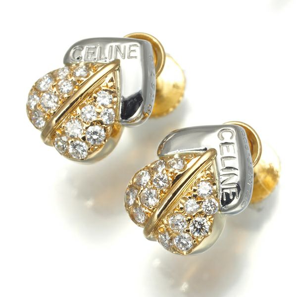 セリーヌ イヤリング ダイヤ 0.16ct/0.16ct ハート K18YG/Pt900 