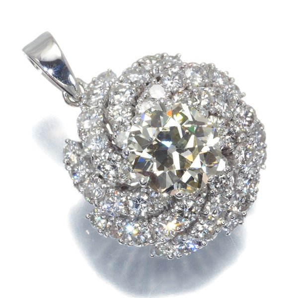 オールドカットダイヤ 2.2ct ペンダントトップ ダイヤモンド K14WG