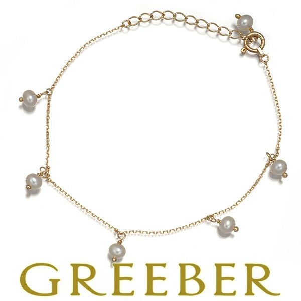 ベビーパール 淡水真珠 3.5mm ステーション  ブレスレット K10YG 