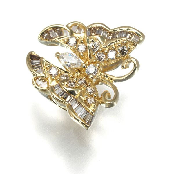 ダイヤ 0.25ct バタフライ アニマル  ペンダントトップ K18YG