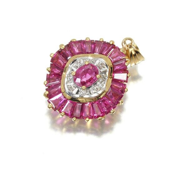 ルビー ダイヤ ダイヤモンド バレリーナ クラシック ペンダントトップ K18YG/WG 