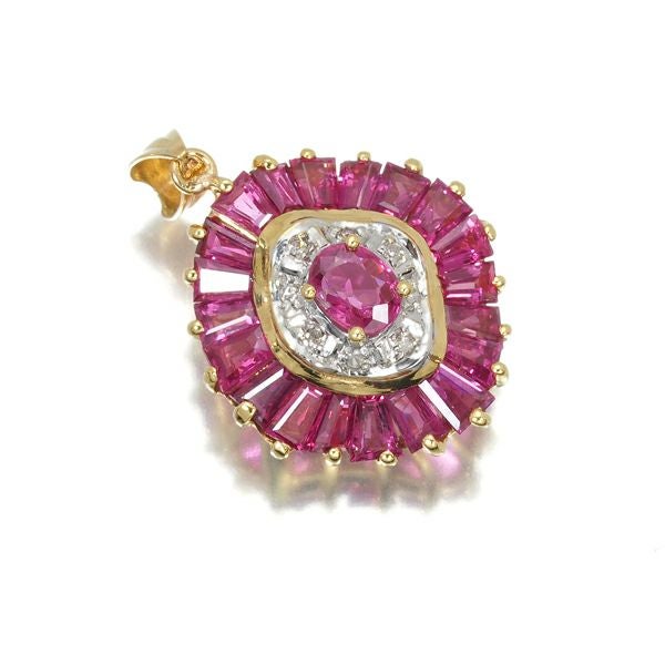 ルビー ダイヤ ダイヤモンド バレリーナ クラシック ペンダントトップ K18YG/WG 