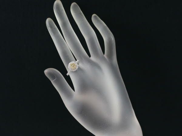 イエロー&クリア ダイヤリング ダイヤモンド 0.96ct サークル K18WG 