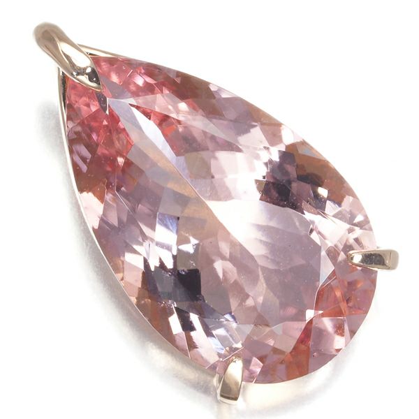 モルガナイト 4.860ct ティアドロップ ペンダントトップ K10PG 鑑別書
