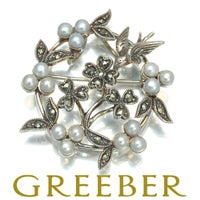 碌山 ブローチ兼ペンダントトップ ベビーパール 真珠 3.5mm マーカサイト シルバー 925 