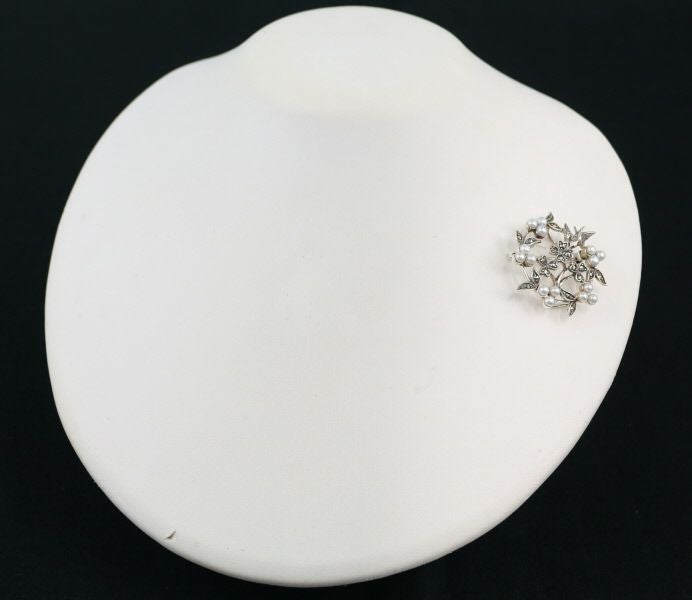 碌山 ブローチ兼ペンダントトップ ベビーパール 真珠 3.5mm マーカサイト シルバー 925 