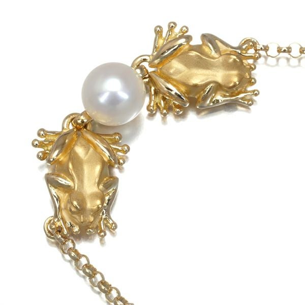 カレライカレラ ネックレス パール 真珠 6.5mm  カエル アニマル K18YG 