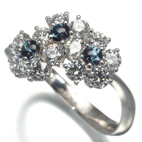ギメル リング アレキサンドライト 0.260ct ダイヤ 0.973ct  フラワー 9号 Pt950 保証書