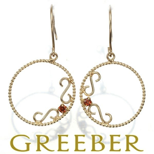 ガーネット サークル フック ピアス K10YG 