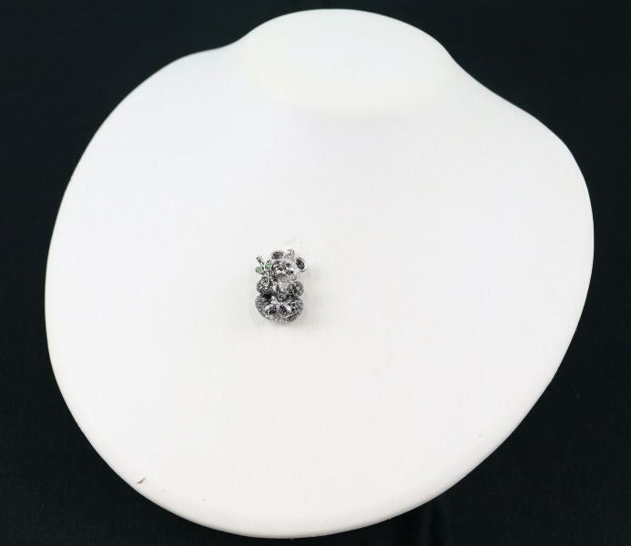 ダイヤ グリーンガーネット パンダ アニマル  ペンダントトップ K18WG/ブラックコーティング 