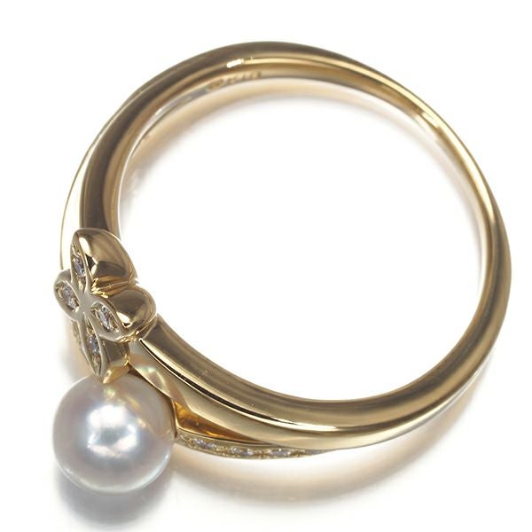 ミキモト リング パール アコヤ真珠 5.5mm ダイヤ  フラワー 12号 K18YG 