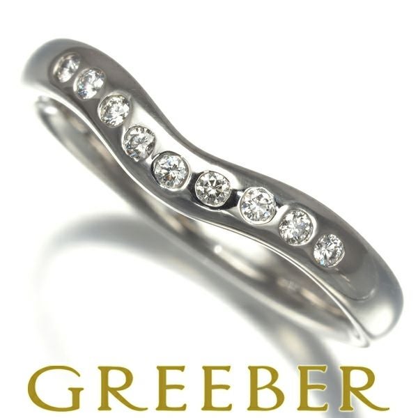 ティファニー リング ダイヤ カーブドバンド ワイド 9P 14号 Pt950 