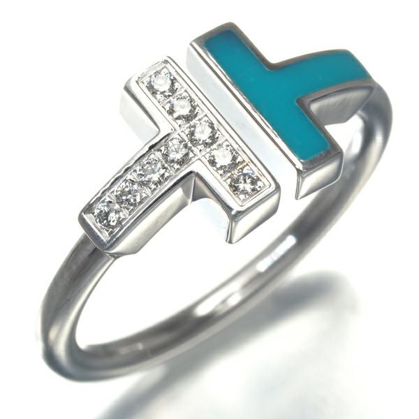 ティファニー リング ターコイズ ダイヤ Tワイヤー 12号 K18WG 