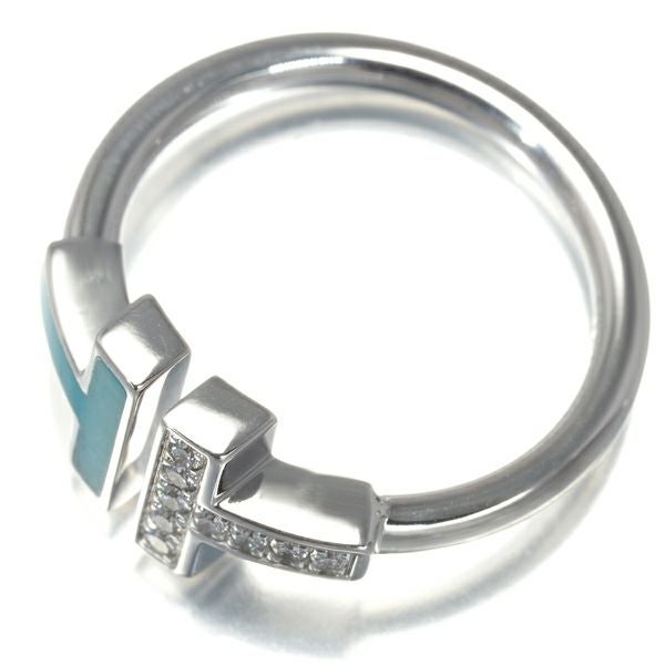 ティファニー リング ターコイズ ダイヤ Tワイヤー 12号 K18WG 