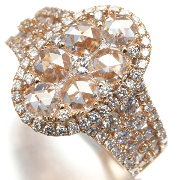 ローズカットダイヤ 1.90ct 2種カット  リング K18PG 