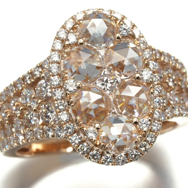 ローズカットダイヤ 1.90ct 2種カット  リング K18PG 