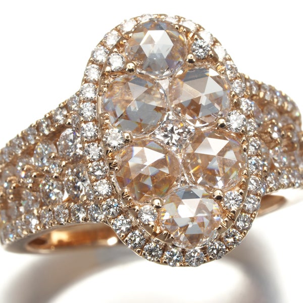 ローズカットダイヤ 1.90ct 2種カット  リング K18PG 