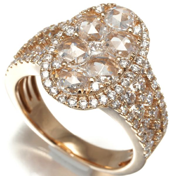ローズカットダイヤ 1.90ct 2種カット  リング K18PG 