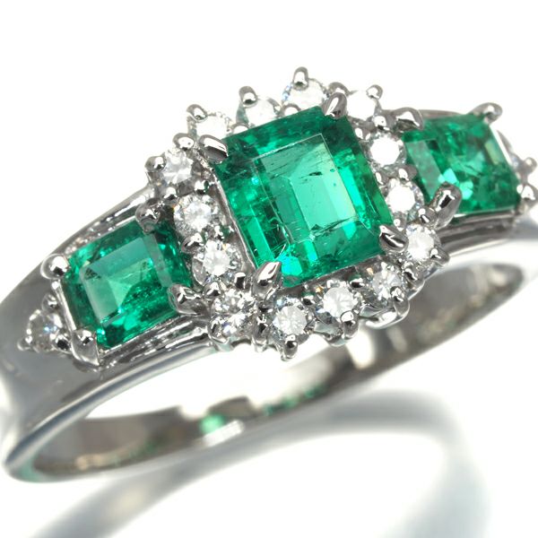 エメラルド 1.02ct ダイヤ 0.23ct   リング Pt900 