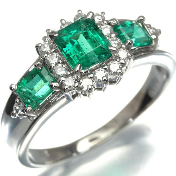 エメラルド 1.02ct ダイヤ 0.23ct   リング Pt900 