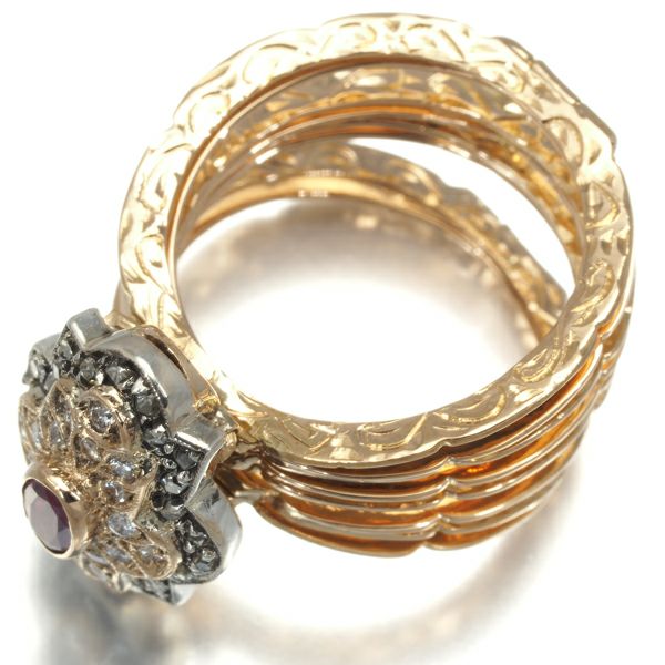 アンティーク ルビー ダイヤ  リング兼ブレスレット K18PG/シルバー925 