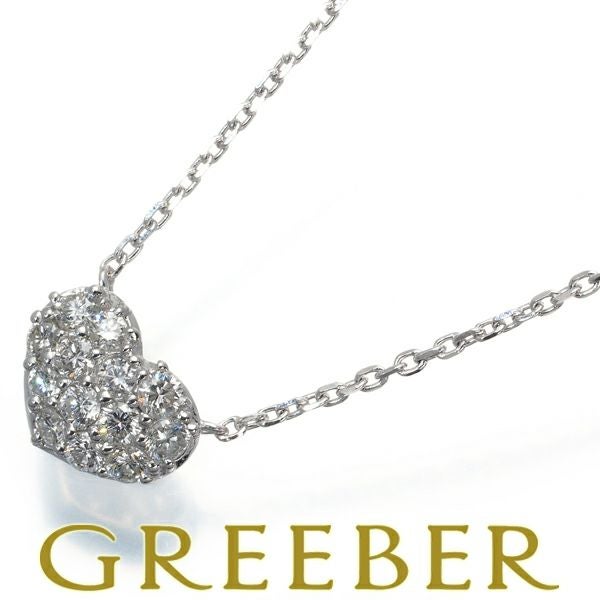 ヴァンドーム ネックレス ダイヤ 0.39ct ハート パヴェ K18WG 