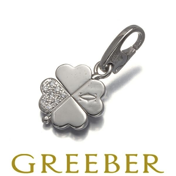 カルティエ ペンダントトップ ダイヤ  クローバー フリップ チャーム K18WG 