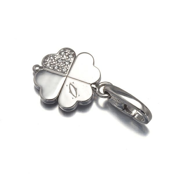 カルティエ ペンダントトップ ダイヤ  クローバー フリップ チャーム K18WG 