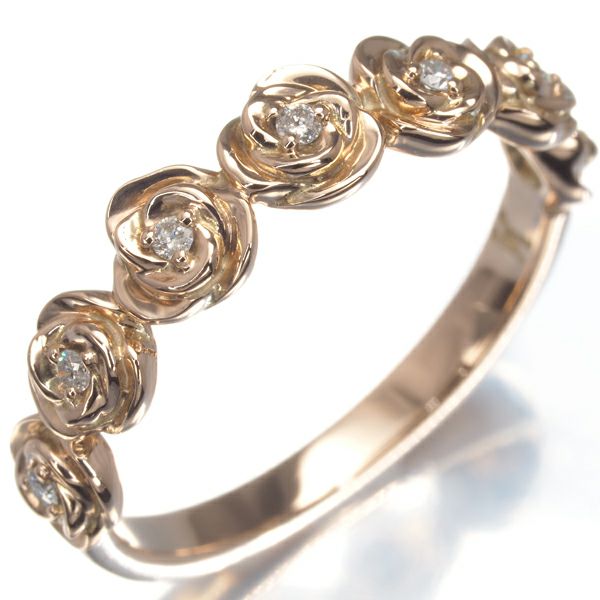 ヴァンドーム リング ダイヤ  ローズ フラワー 11号 K10PG 