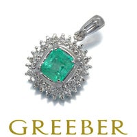 エメラルド 0.60ct ダイヤ 0.29ct クラシック ペンダントトップ Pt900 