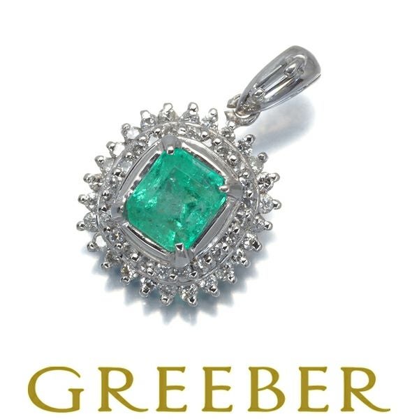 エメラルド 0.60ct ダイヤ 0.29ct クラシック ペンダントトップ Pt900 