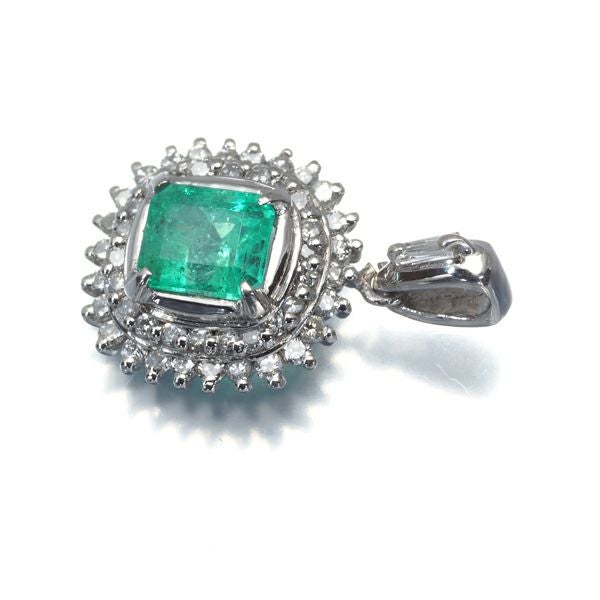 エメラルド 0.60ct ダイヤ 0.29ct クラシック ペンダントトップ Pt900 
