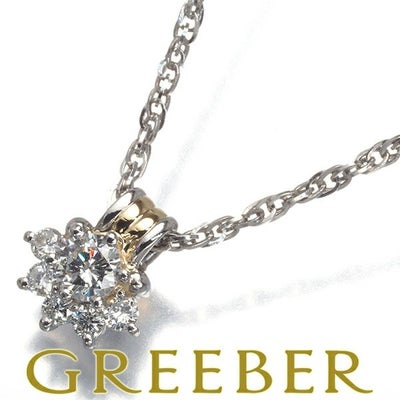 ムーンジュエリー ネックレス ダイヤ 0.15ct/0.12ct   Pt900/Pt850/K18YG 