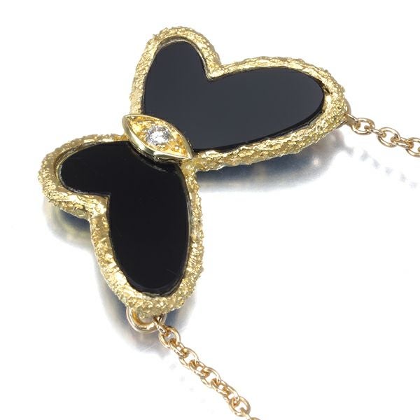 ヴァンクリーフ&アーペル ネックレス オニキス ダイヤ 0.03ct パピヨン  K18YG 未修理証明書