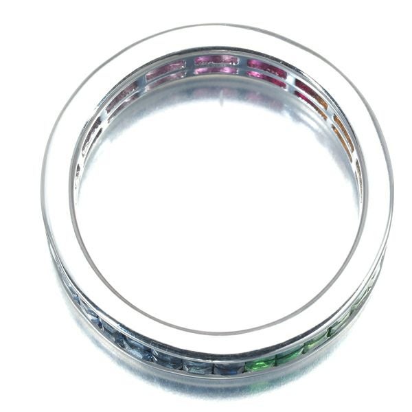 サファイア 2.87ct グリーンガーネット  ルビー マルチカラー フルエタニティ リング K18WG 