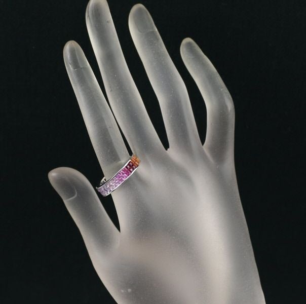 サファイア 2.87ct グリーンガーネット  ルビー マルチカラー フルエタニティ リング K18WG 