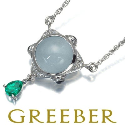 チセー ネックレス アクアマリンキャッツアイ エメラルド ダイヤ サファイア Pt900/Pt850 ソーティング