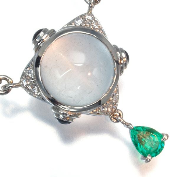 チセー ネックレス アクアマリンキャッツアイ エメラルド ダイヤ サファイア Pt900/Pt850 ソーティング