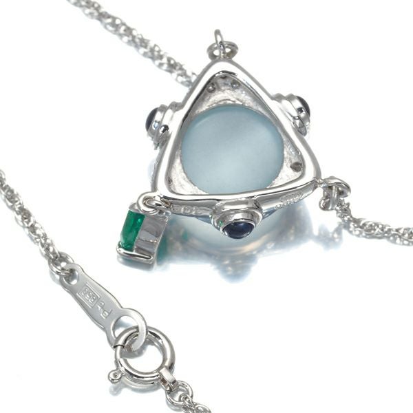チセー ネックレス アクアマリンキャッツアイ エメラルド ダイヤ サファイア Pt900/Pt850 ソーティング