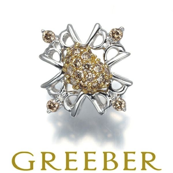 笠原真寿美 ペンダントトップ ダイヤ コンビカラー クロス ハート K18WG/YG 