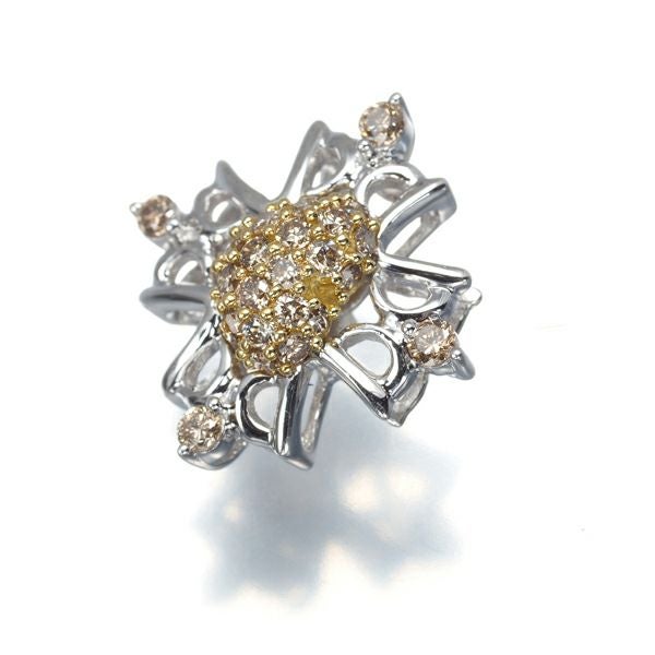 笠原真寿美 ペンダントトップ ダイヤ コンビカラー クロス ハート K18WG/YG 