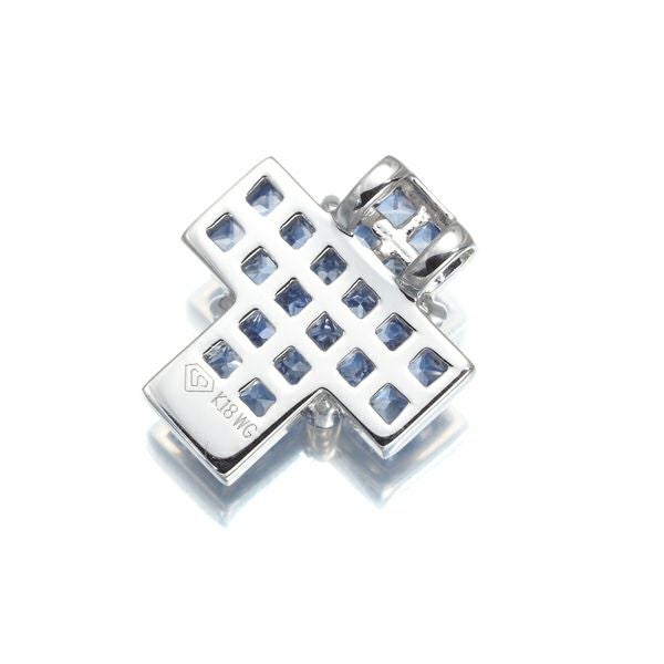 レ・エッセンシャル ペンダントトップ サファイア ダイヤ ミステリーセッティング クロス K18WG 