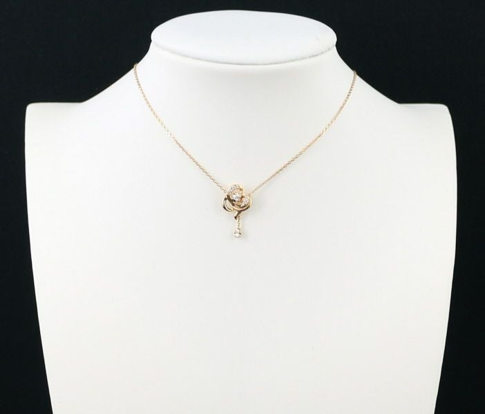 ヴァンドーム ネックレス ダイヤ  バラ フラワー K18YG 