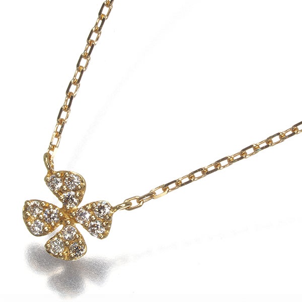 アガット ネックレス ダイヤ 0.05ct  ペタルパヴェ K18YG 