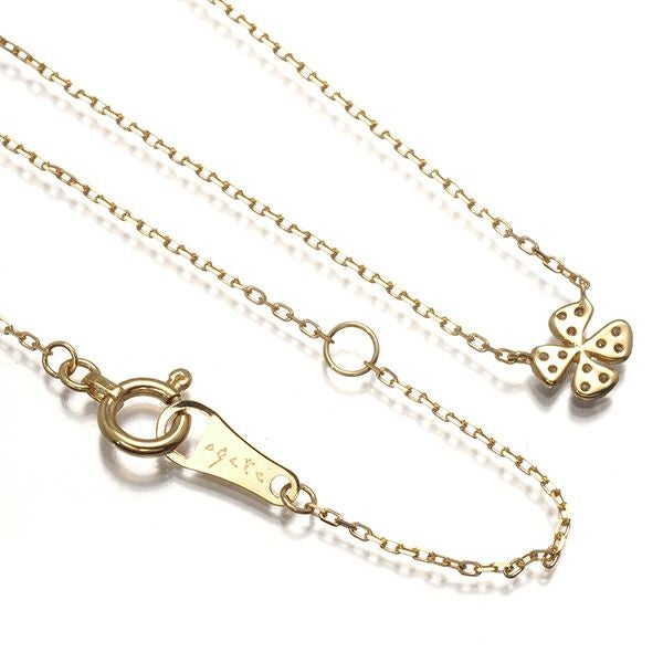 アガット ネックレス ダイヤ 0.05ct  ペタルパヴェ K18YG 